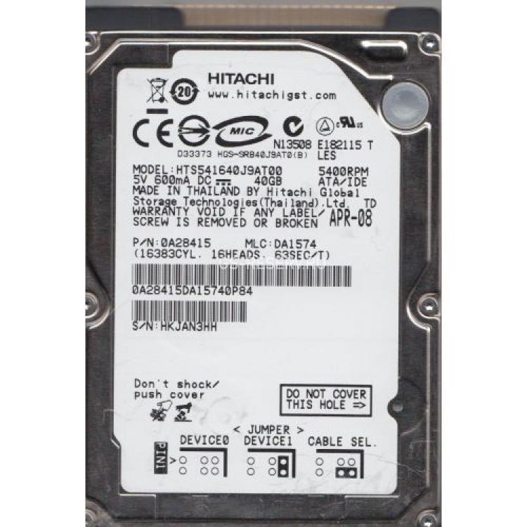 Жесткий Диск Hitachi Travelstar 5K160 40Gb (U100/5400/8Mb) IDE 2,5"(0A50501)