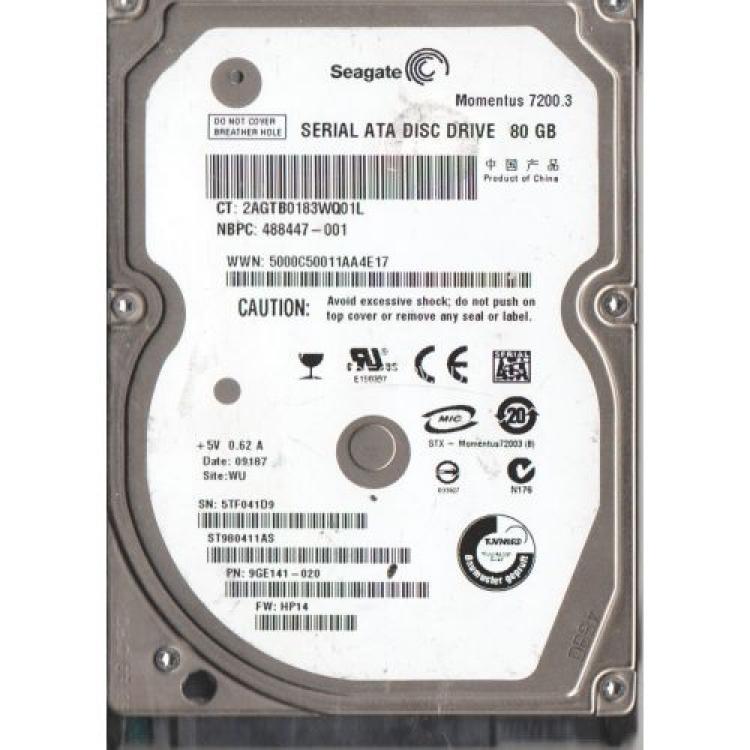 Жесткий Диск Seagate Momentus 7200.3 80Gb (U300/7200/8Mb) SATAI 2,5"(ST980411AS)