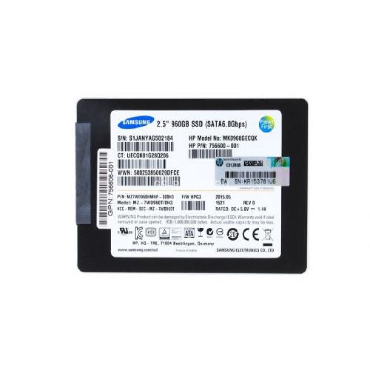 Твердотелый Накопитель SSD HP (Samsung) SV843 MZ-7WD960T/0H3 960Gb 530/430Мб/сек 6G MLC 2.1DWPD IOPS 89K/14K MU SATAIII 2,5"/3,5" For Gen7 Gen8 Gen9 Gen10(756608-B21)