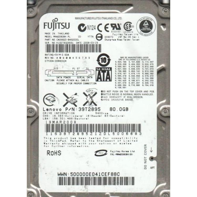 Жесткий Диск Fujitsu 80Gb (U150/5400/8Mb) SATA 2,5"(MHW2080BH)