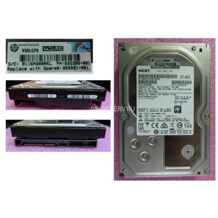 Жесткий Диск HP (HGST) Ultrastar 7K6000 HUS726060ALE614 6Tb (U600/7200/128Mb) AF Secure Erase 512e 6G SATAIII 3,5" For Cloudline CL2100 G3 407S CL2200 Gen10 CL2200 G3 1211R CL3100 G3(832286-001)