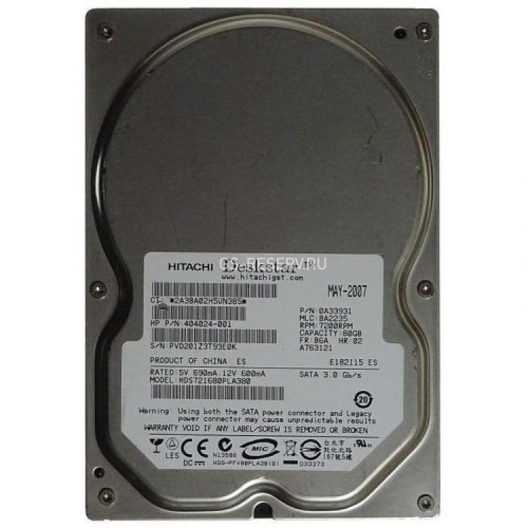 Жесткий Диск Hitachi Deskstar 7K160 82Gb (U300/7200/8Mb) SATAII(0A32727)
