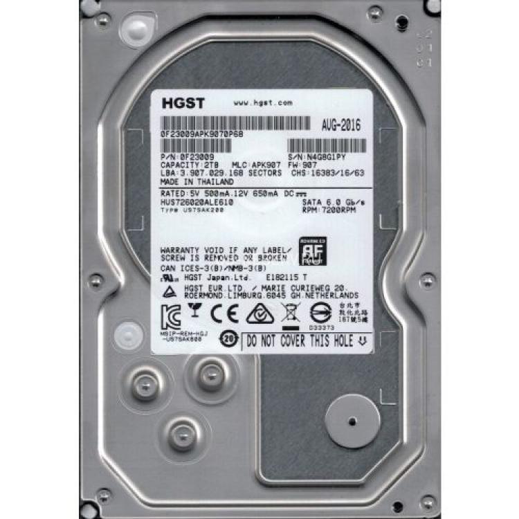 Жесткий Диск HGST Ultrastar 7K6000 2Tb (U600/7200/128Mb) AF Instant Secure Erase 512e 6G SATAIII 3,5"(0F23009)