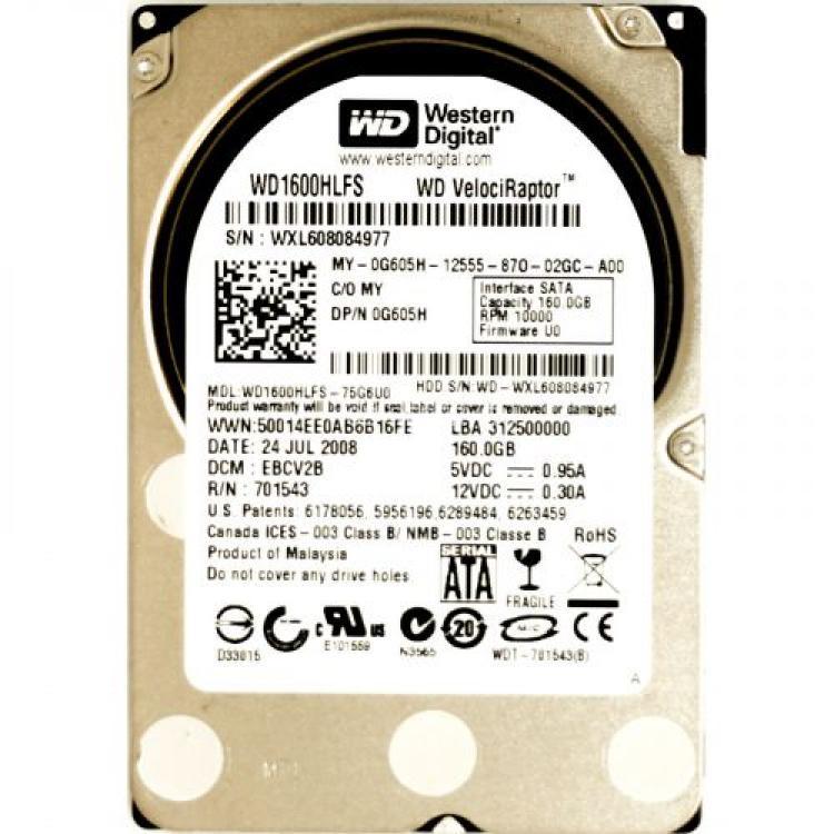 Жесткий Диск Dell (Western Digital) VelociRaptor 160Gb (U300/10000/16Mb) SATAII 2,5"(WD1600HLFS-75G6U0)