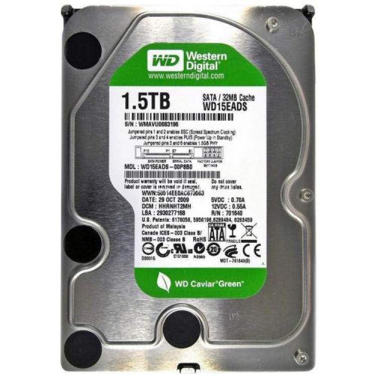 Жесткий Диск Western Digital Caviar Green 1,5Tb (U300/IntelliPower/32Mb) SATAII(WD15EADS-00R6B0)