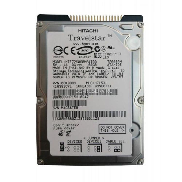 Жесткий Диск Hitachi Travelstar 7K60 60Gb (U100/7200/8Mb) IDE 2,5"(08K0889)