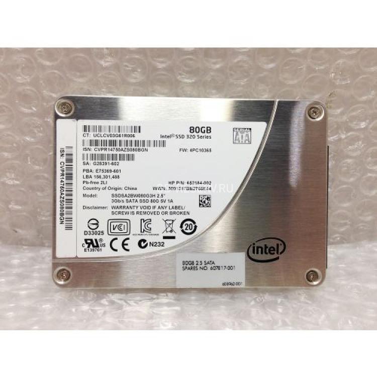 Твердотелый Накопитель SSD HP (Intel) SSD X25-V Series SSDSA2M080G2HP 80Gb 170Мб/сек 34nm MLC 3G SATAII 2,5" 7mm For Desktops(SSDSA2BW080G3)