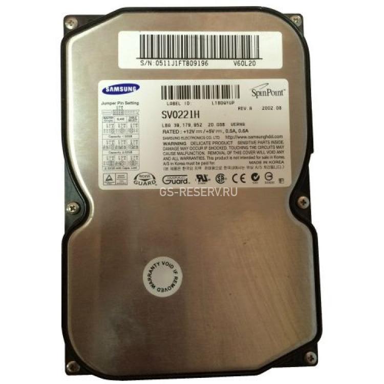 Жесткий Диск Samsung SpinPoint VL40P 20Gb (U100/5400/2Mb) IDE(SV0221H)