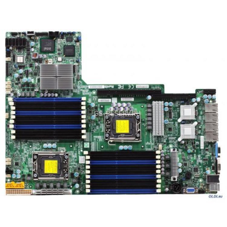 Материнская Плата Supermicro i5520 Dual Socket 1366 18DDR3 6SATAII PCI-E16x 2.0/Riser PCI-E8x SVGA 4xGbLAN IPMI KVM-Over-LAN E-ATX 6400Mhz 1U(X8DTU-LN4F+-LR)