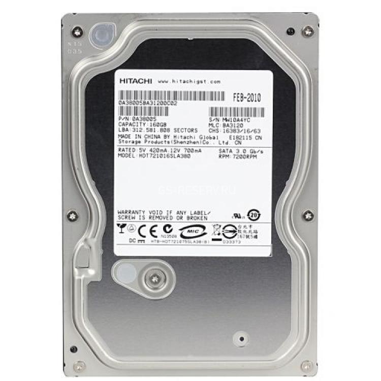 Жесткий Диск Hitachi Deskstar 7K1000.B 160Gb (U300/7200/8Mb) SATAII(HDT721016SLA380)