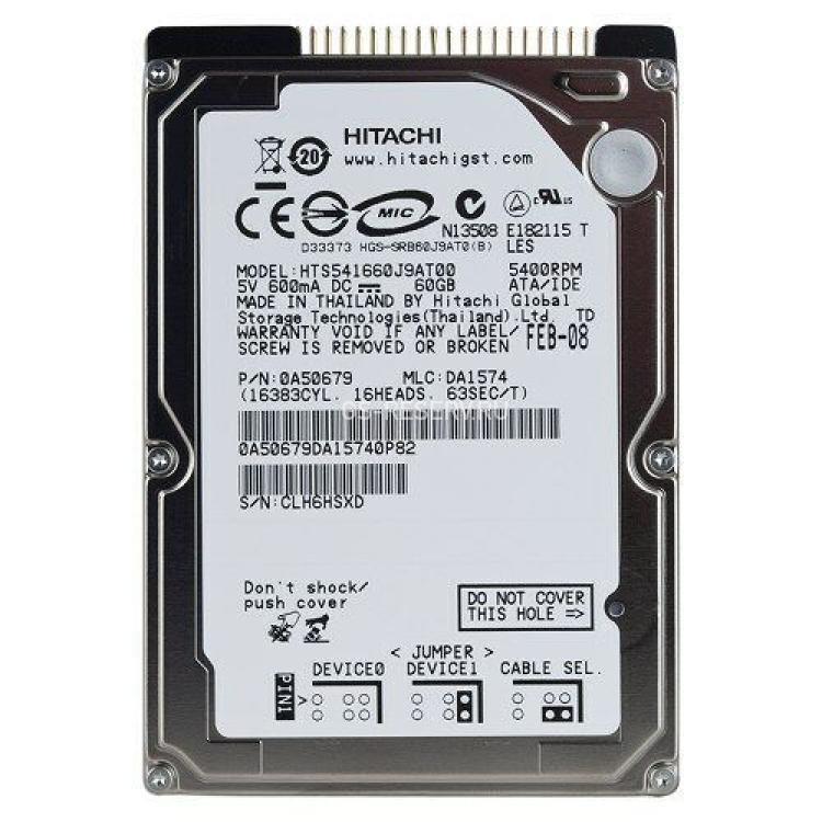 Жесткий Диск Hitachi Travelstar 5K160 60Gb (U100/5400/8Mb) IDE 2,5"(HTS541660J9AT00)