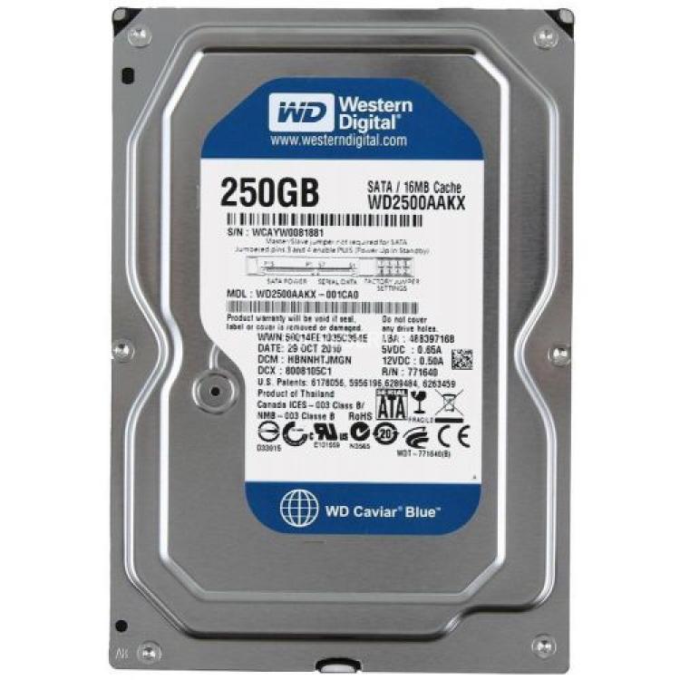 Жесткий Диск Western Digital Caviar Blue 250Gb (U600/7200/16Mb) 6G SATAIII(WD2500AAKX-001CA0)