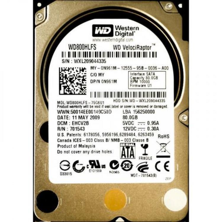 Жесткий Диск Dell (Western Digital) VelociRaptor 80Gb (U300/10000/16Mb) SATAII 2,5"(WD800HLFS-75G6U1)