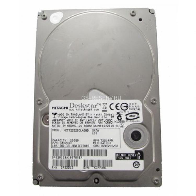 Жесткий Диск Hitachi Deskstar T7K250 200Gb (U300/7200/8Mb) SATAII(0A33902)
