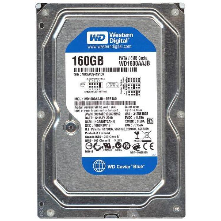 Жесткий Диск Western Digital Caviar Blue 160Gb (U100/7200/8Mb) IDE(WD1600AAJB-22WRA0)