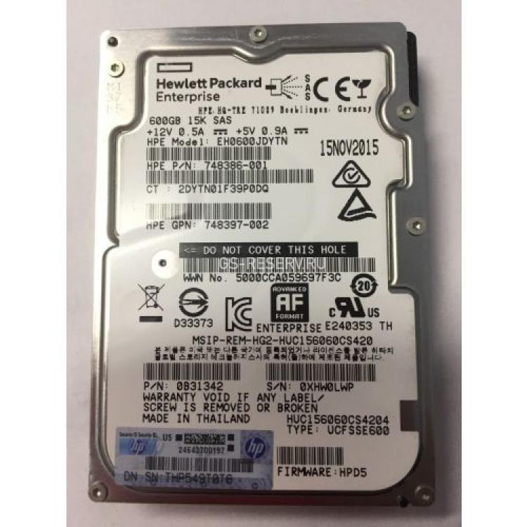 Жесткий Диск HP (HGST) Ultrastar C15K600 HUC156060CS4204 600Gb (U1200/15000/128Mb) AF Secure Erase 512e 12G SAS 2,5" For Proliant Gen5 Gen6 Gen7 Gen8 Gen9 Gen10 D6000 D6020 D3600 D3610 D3700 D3710 D2600 D2700 Apollo Gen9 Gen10(870757-B21)
