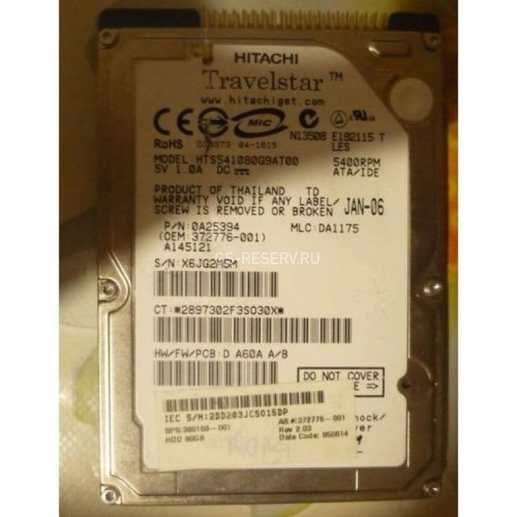 Жесткий Диск Hitachi Travelstar 5K100 80Gb (U100/5400/8Mb) IDE 2,5"(HTS541080G9AT00)