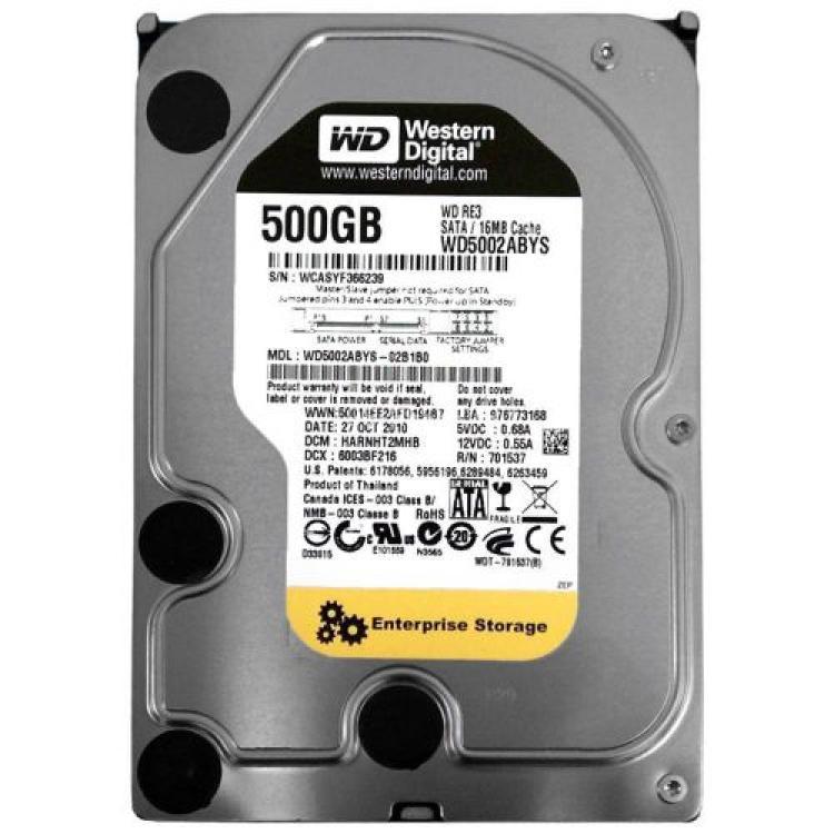 Жесткий Диск Western Digital RE3 500Gb (U300/7200/16Mb) NCQ SATAII(WD5002ABYS-02B1B0)