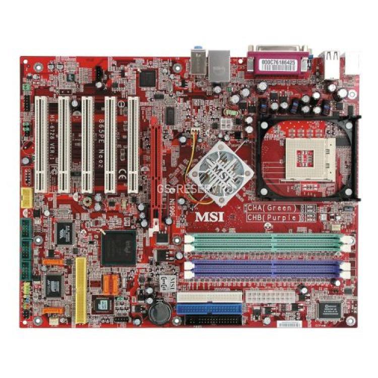 Материнская Плата Micro-Star i865PE Socket 478 HT 4DualDDR400 2SATA U100 AGP8x 5PCI AC97 LAN ATX(MS-6728)