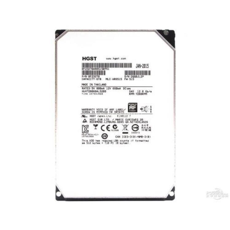 Жесткий Диск HGST Ultrastar He8 6Tb (U1200/7200/128Mb) Helium AF Instant Secure Erase 512e 12G SAS 3,5"(0F23270)