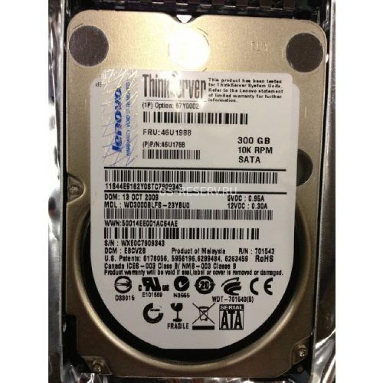 Жесткий Диск Lenovo (Western Digital) VelociRaptor WD3000BLFS-23YBU0 300Gb (U300/10000/16Mb) SATAII 2,5" For ThinkServer RD210 RD220 TD200x(46U1768)