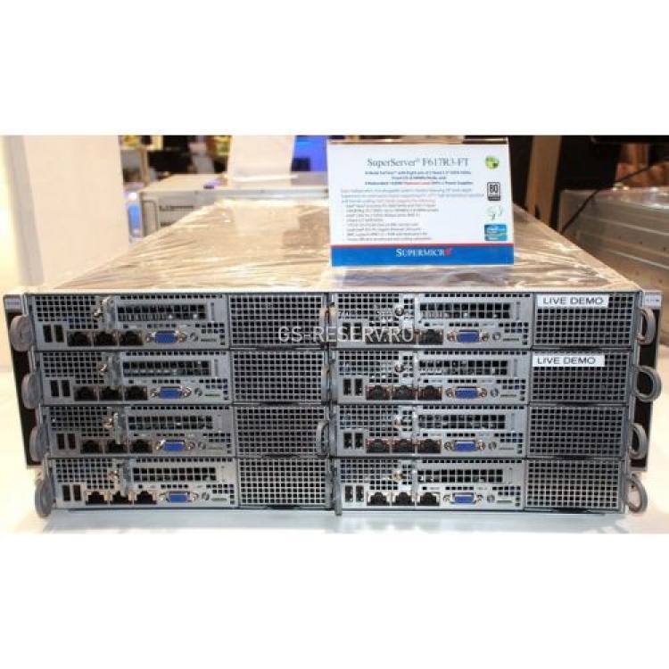 Платформа SuperMicro Fat Twin SuperServer 8xNodes Dual Socket LGA2011 iC602 8DDRIII 2SATAIII 4SATAII 2PCI-E16x 3.0 2xLAN1000 IPMI 6400Mhz Blade-ATX 1620Wt 4U(F617R3-FT)