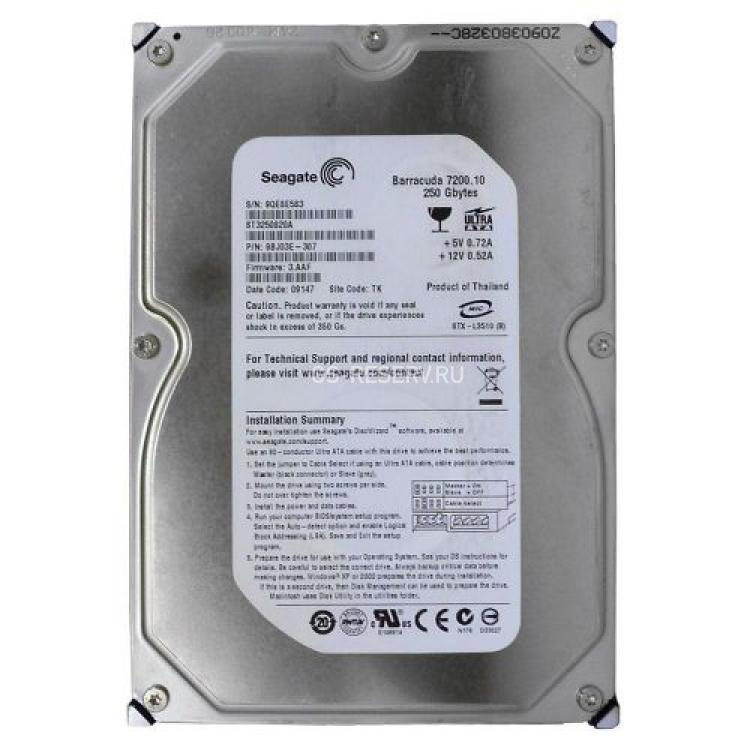 Жесткий Диск Seagate Barracuda 7200.10 250Gb (U100/7200/8Mb) IDE(ST3250820A)
