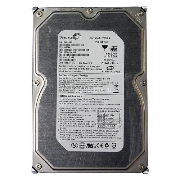 Жесткий Диск Seagate Barracuda 7200.9 250Gb (U100/7200/16Mb) IDE(ST3250624A)