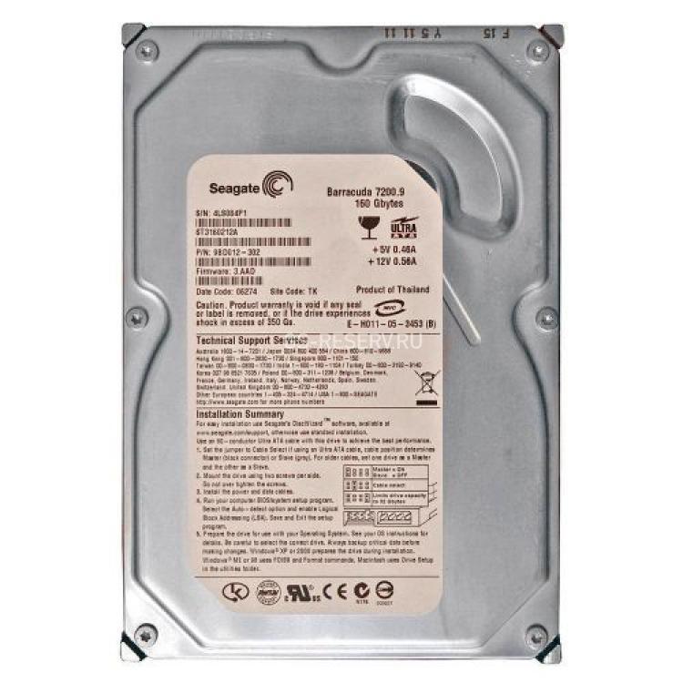Жесткий Диск Seagate Barracuda 7200.9 160Gb (U100/7200/2Mb) IDE(9BD012)