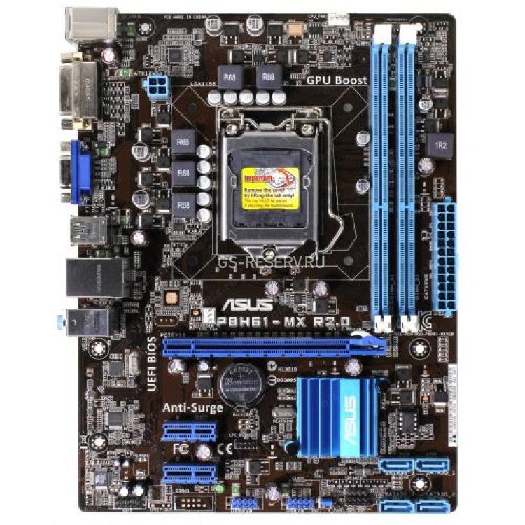 Материнская Плата ASUS iH61 S1155 HT 2DualDDRIII 4SATAII PCI-E16x 2PCI-E1x Video DVI LAN1000 AC97-8ch mATX 5000Mhz(P8H61-MX R2.0/SI)