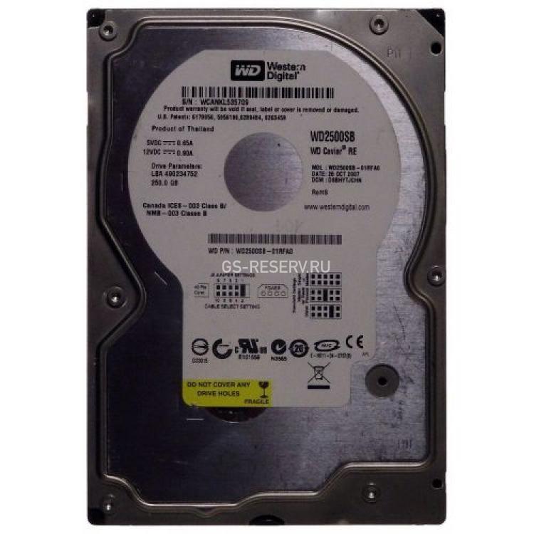 Жесткий Диск Western Digital Caviar 7200 RE 250Gb (U100/7200/8Mb) IDE(WD2500SB-01RFA0)
