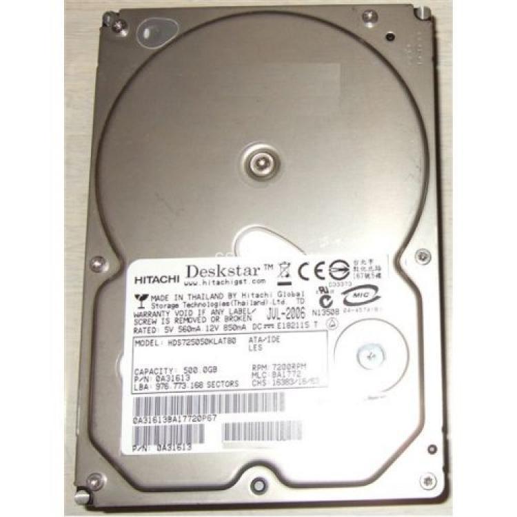 Жесткий Диск Hitachi Deskstar 7K500 500Gb (U133/7200/8Mb) IDE(0A31613)