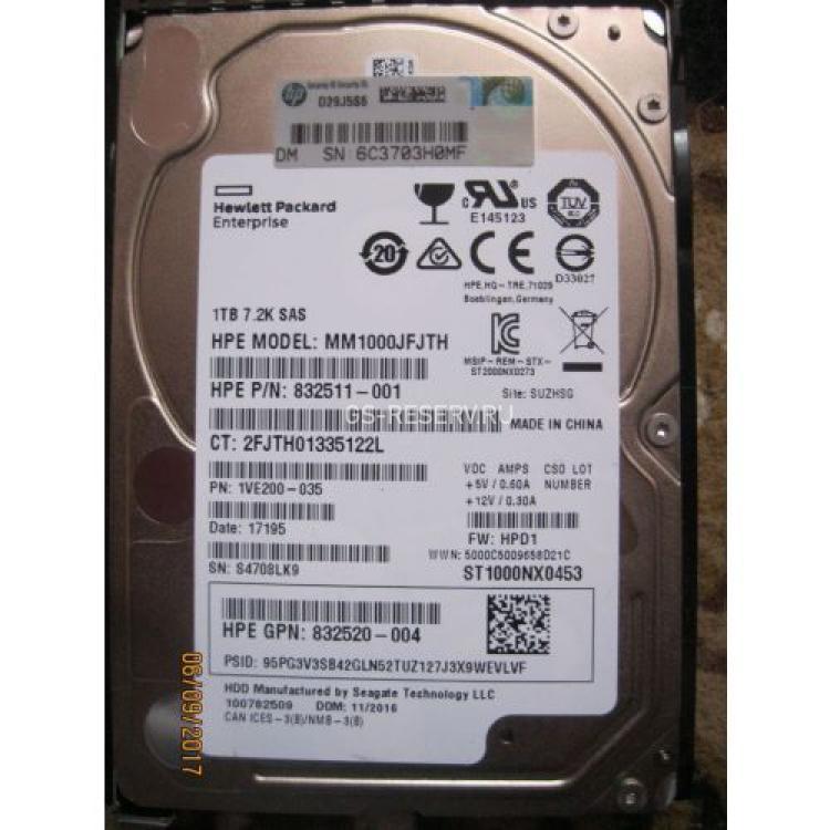 Жесткий Диск HP (Seagate) Enterprise Capacity 2.5 HDD ST1000NX0453 1Tb (U1200/7200/128Mb) 512n 12G SAS 2,5" For Gen8 Gen9 Gen10(765872-001)