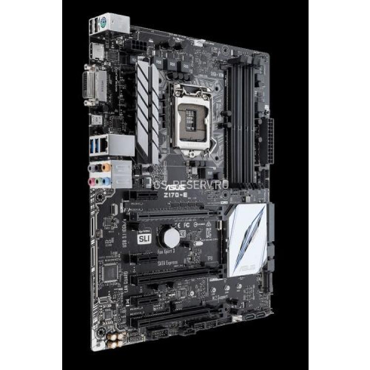 Материнская Плата ASUS iZ170 S1151 HT 4DualDDRIV 6SATAIII 3PCI-E16x3.0 SLI CrossFire 3PCI-E1x DVI HDMI LAN1000 AC97-8ch 4USB3 1USB-C ATX(Z170-E)