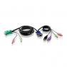 KVM Кабель ATEN HD15M/USB A/USB A/SP/SP Монитор+Клавиатура+Мышь+Аудио PS/2 DB15+6MINI-DIN+USB + Audio To HD15 Audio Male-Male 5m For CS-1772 CS-1774(2L-5305UU)