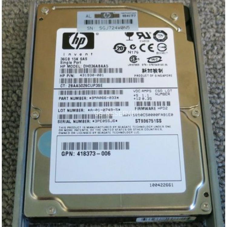 Жесткий Диск HP (Seagate) Savvio 15K.1 ST936751SS 36Gb (U300/15000/16Mb) SAS 2,5" For Gen4 Gen5 Gen6 Gen7(418373-006)