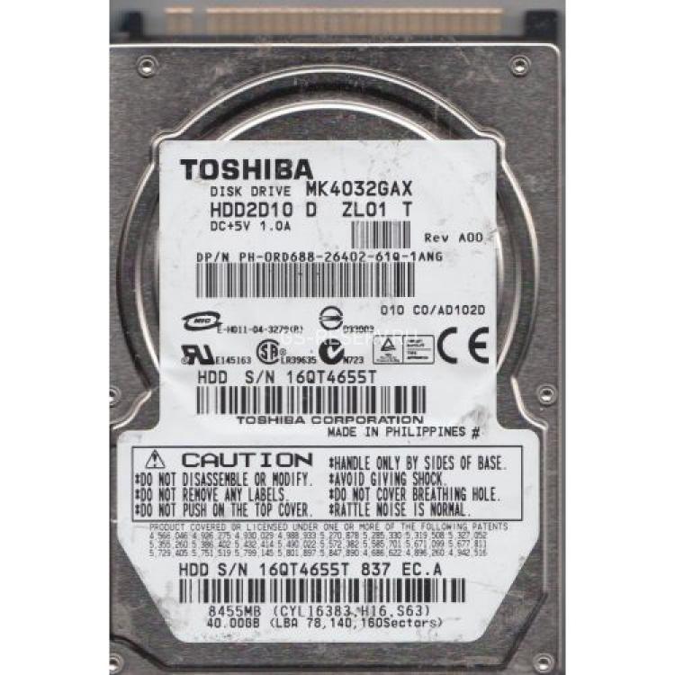 Жесткий Диск Toshiba 40Gb (U100/5400/8Mb) IDE 2,5"(MK4032GAX)