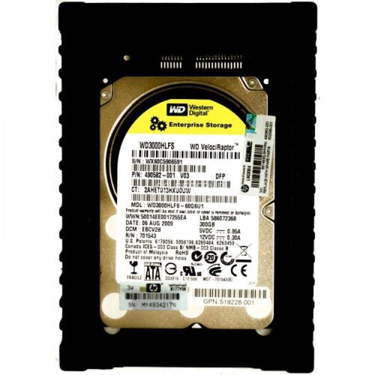 Жесткий Диск HP (Western Digital) VelociRaptor WD3000HLFS-60G6U2 300Gb (U300/10000/16Mb) SATAII 2,5" To 3,5" For Gen5 Gen5p Gen6 Gen7(519251-001)