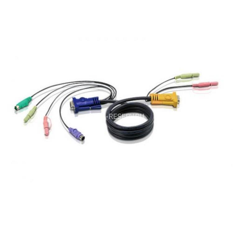 KVM Кабель ATEN HD15M/MD6M/MD6M/SP/SP-SP Монитор+Клавиатура+Мышь+Аудио PS/2 DB15+2x6MINI-DIN To HD15 Audio Male-Male 5m For CS-1732 CS-1734 CS-1754 CS-1758(2L-5305P)