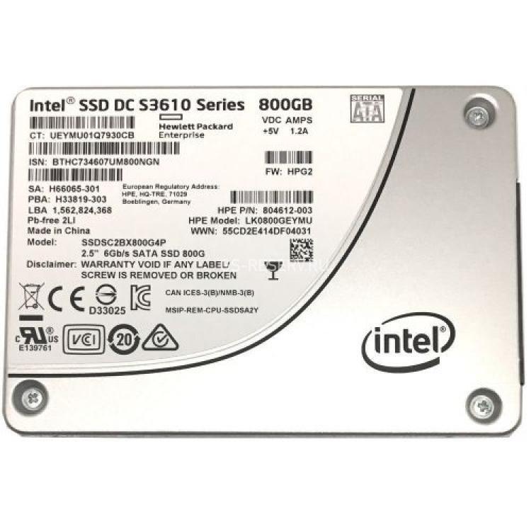 Твердотелый Накопитель SSD HP (Intel) SSD DC S3610 Series SSDSC2BG800G4 800Gb TRIM MLC AES 6G SATAIII 2,5" 7mm For Gen7 Gen8 Gen9 Gen10(LK0800KXXXX)