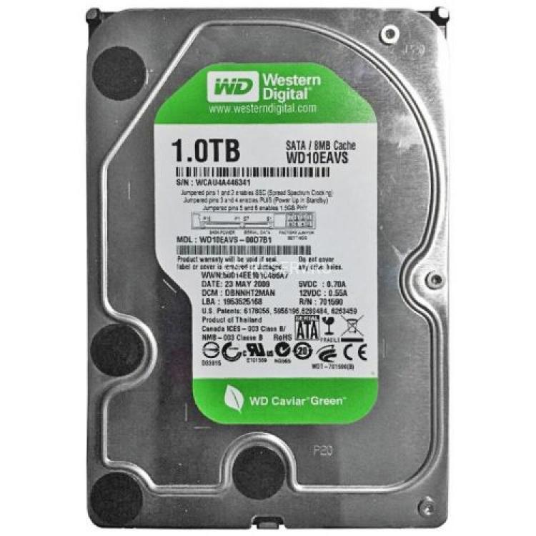 Жесткий Диск Western Digital Caviar Green 1Tb (U300/IntelliPower/8Mb) NCQ SATAII(WD10EAVS)