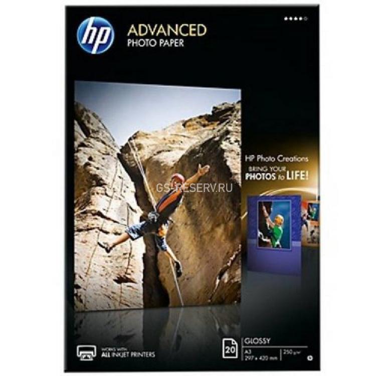 Фотобумага HP Advanced Glossy Photo Paper Глянцевая с Улучшенными Характеристиками 250г/м2 A3/297x420мм 20листов(Q8697A)
