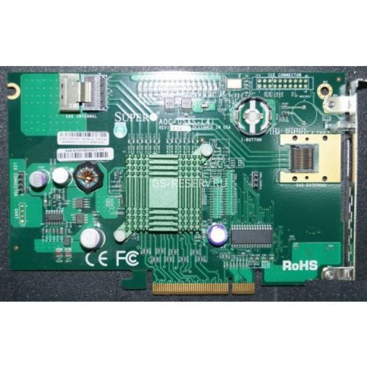 Контроллер SAS RAID SuperMicro LSI1068E 16Mb Int-1xSFF8087 8xSAS/SATA Ext-1xSFF8470 4xSAS/SATA RAID10(5 with iButton) U300 UIO PCI-E8x For Motherboards H8DGU-LN4F+ H8DGU-F H8SMU H8DMU+ PDSMU X7DAL-E X7DAL-E+ X7DBN X7DBU X7DCU(AOC-USAS-L4i)
