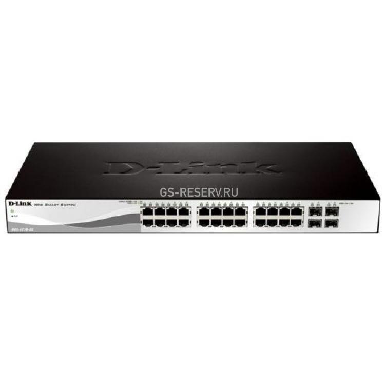 Коммутатор D-Link Ethernet 24port-10/100/1000Mbps 4xSFP 24xRJ45 L2TP Smart 2-го уровня 19" 1U(DGS-1210-28P)